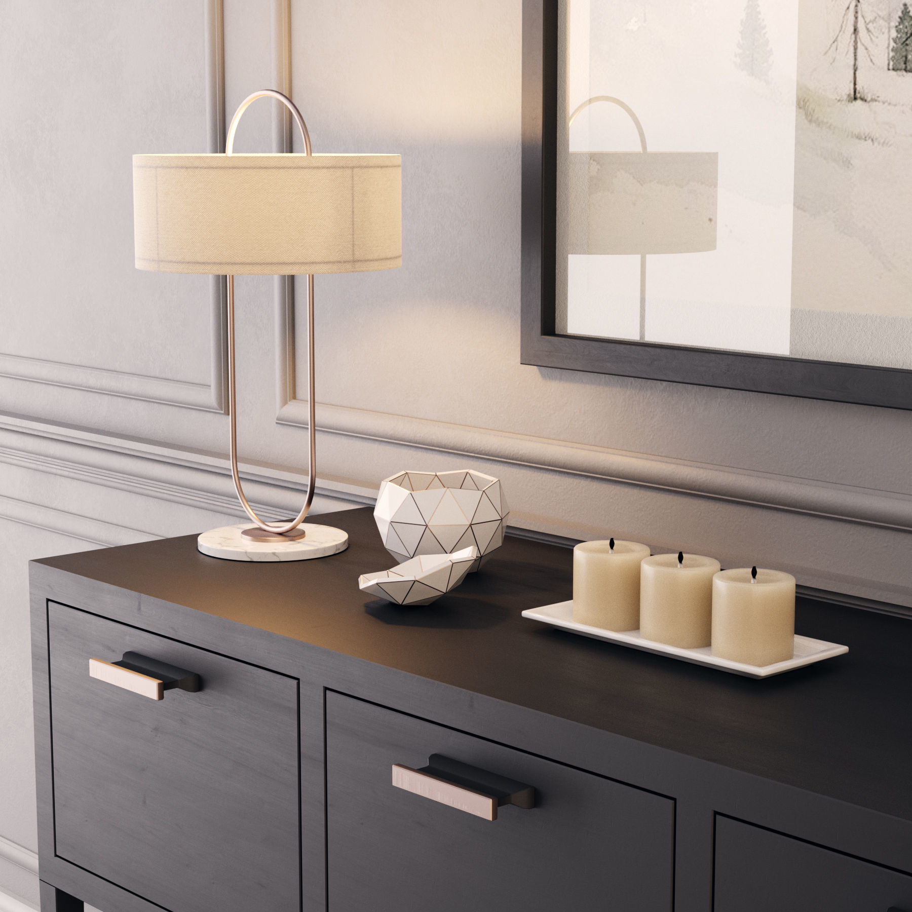 Console whith decor 3 3D model_8