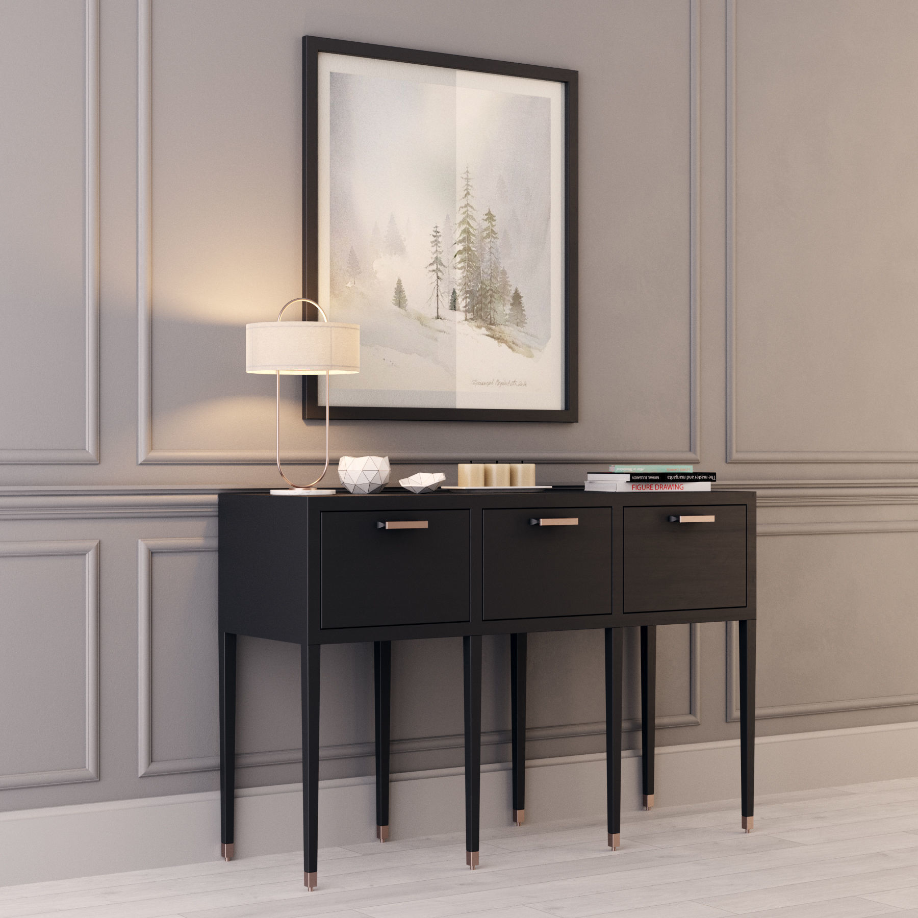 Console whith decor 3 3D model_2