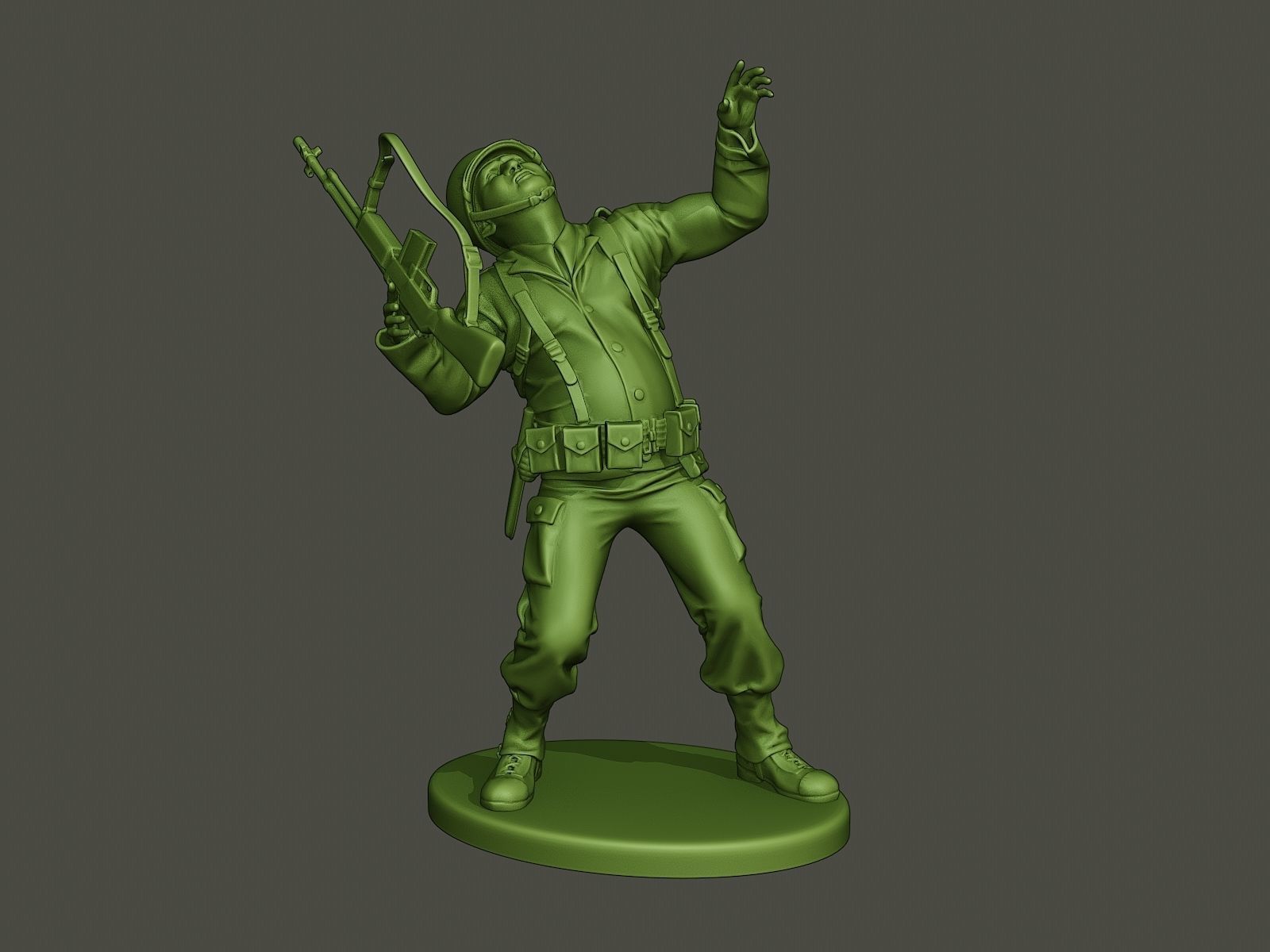 American soldier ww2 shooted A3 3D print model_8