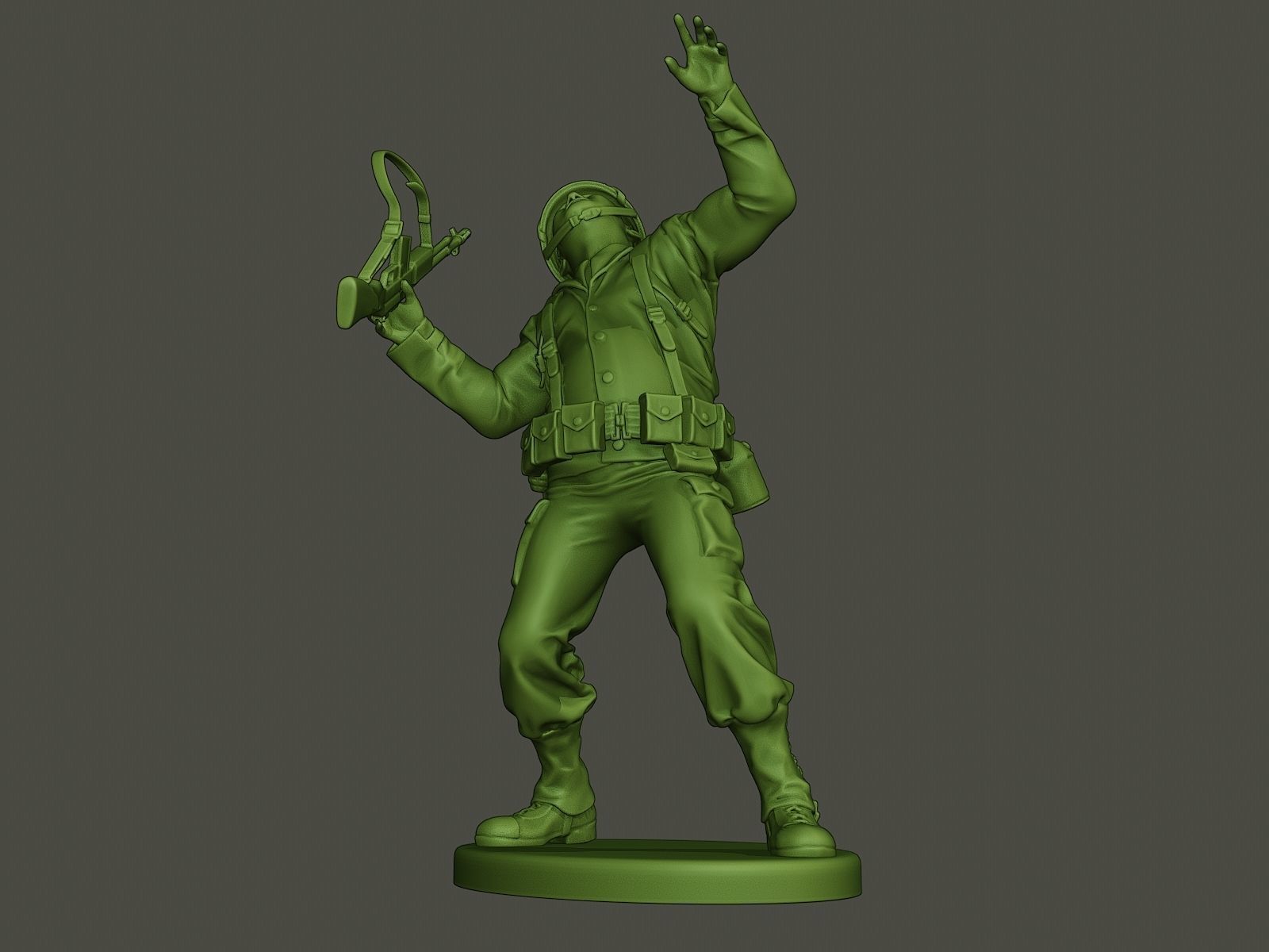 American soldier ww2 shooted A3 3D print model_12