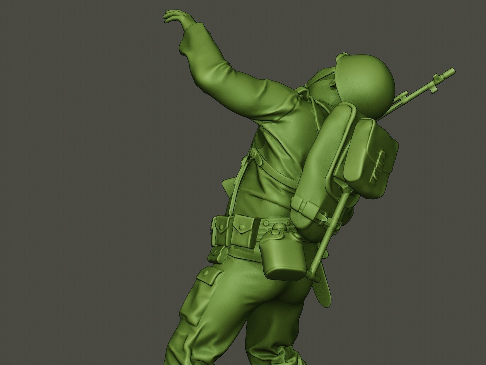 American soldier ww2 shooted A3 3D print model_16