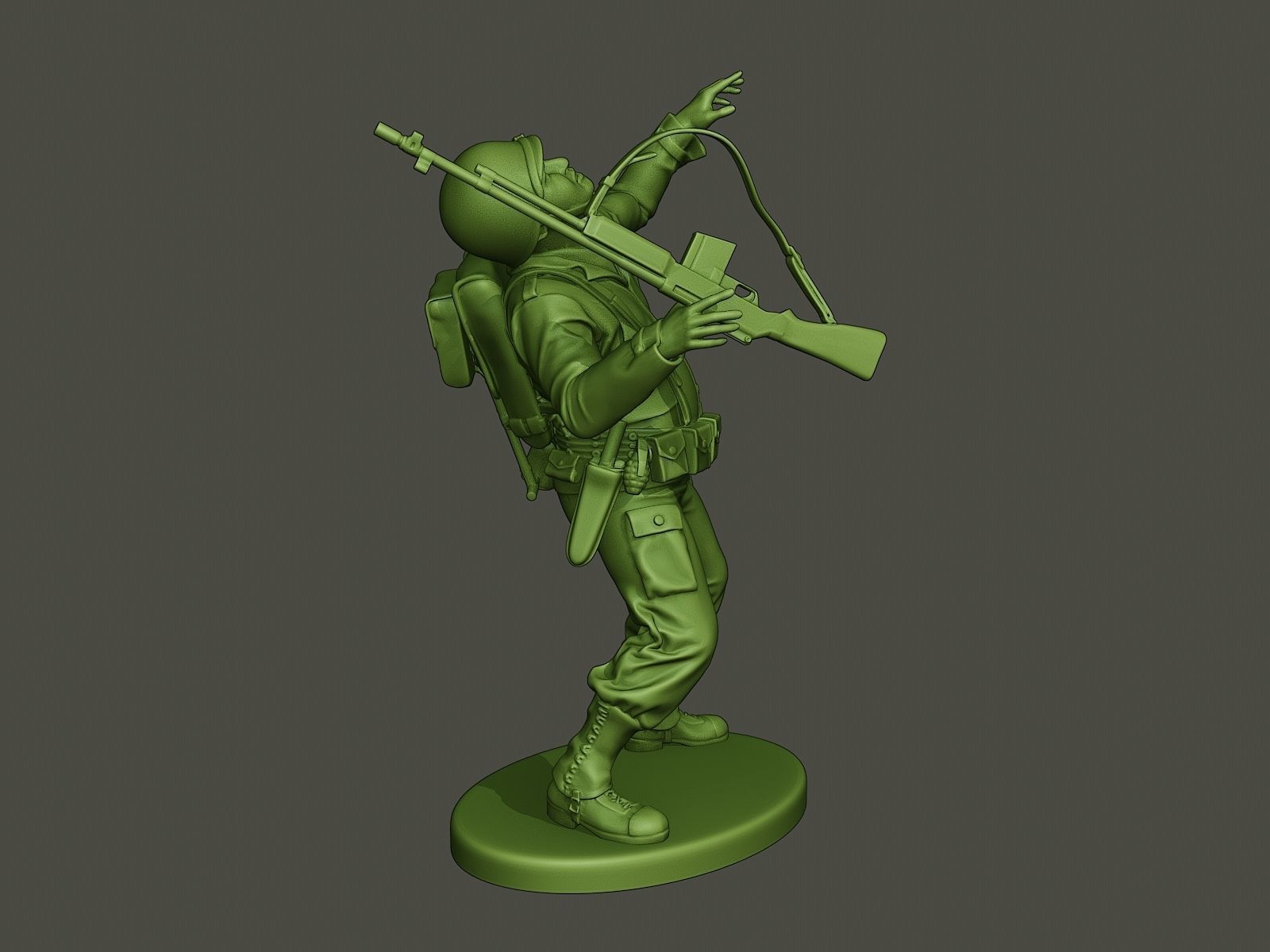 American soldier ww2 shooted A3 3D print model_6