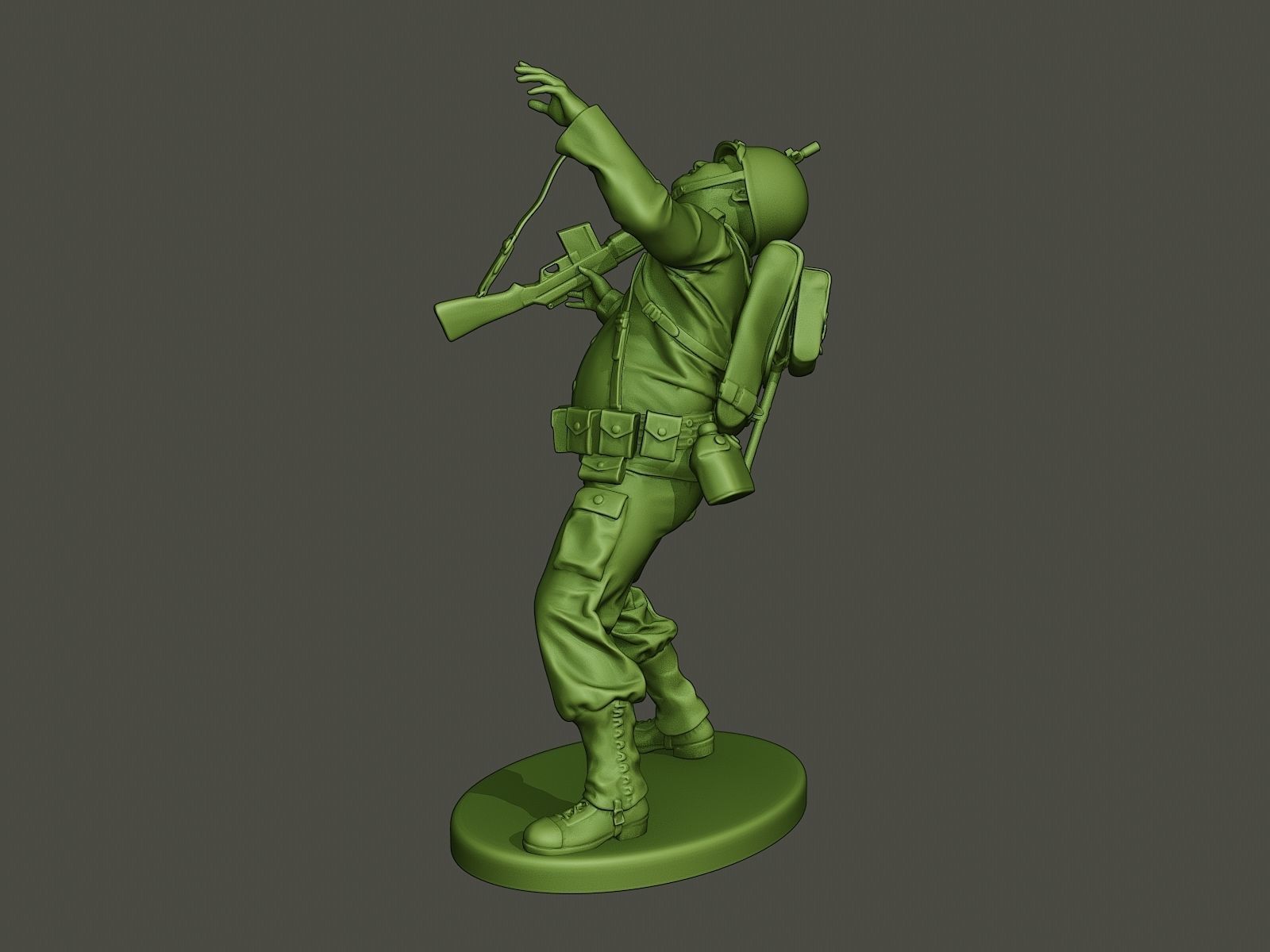 American soldier ww2 shooted A3 3D print model_1