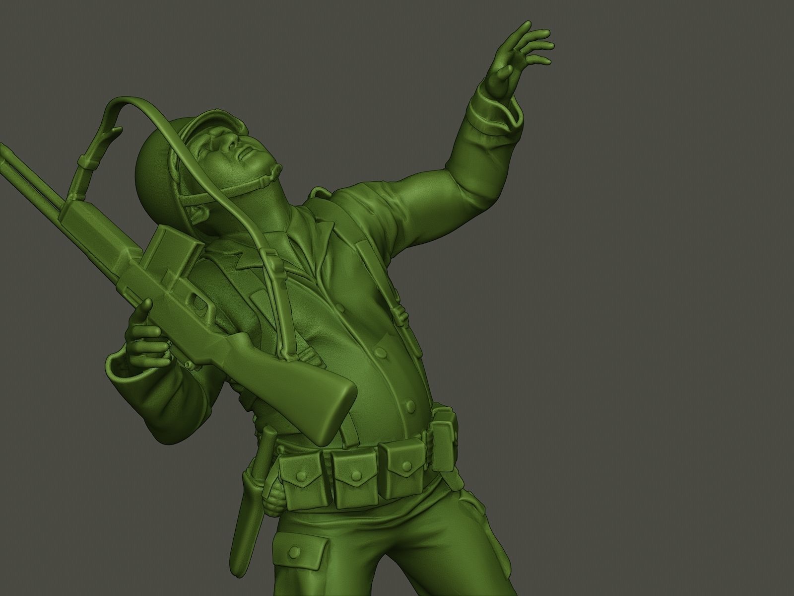 American soldier ww2 shooted A3 3D print model_19