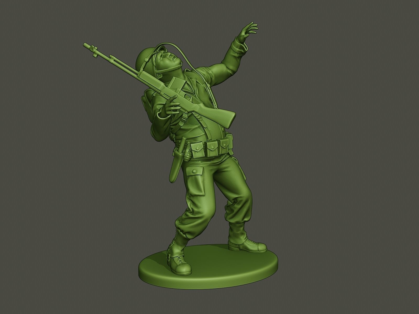 American soldier ww2 shooted A3 3D print model_7