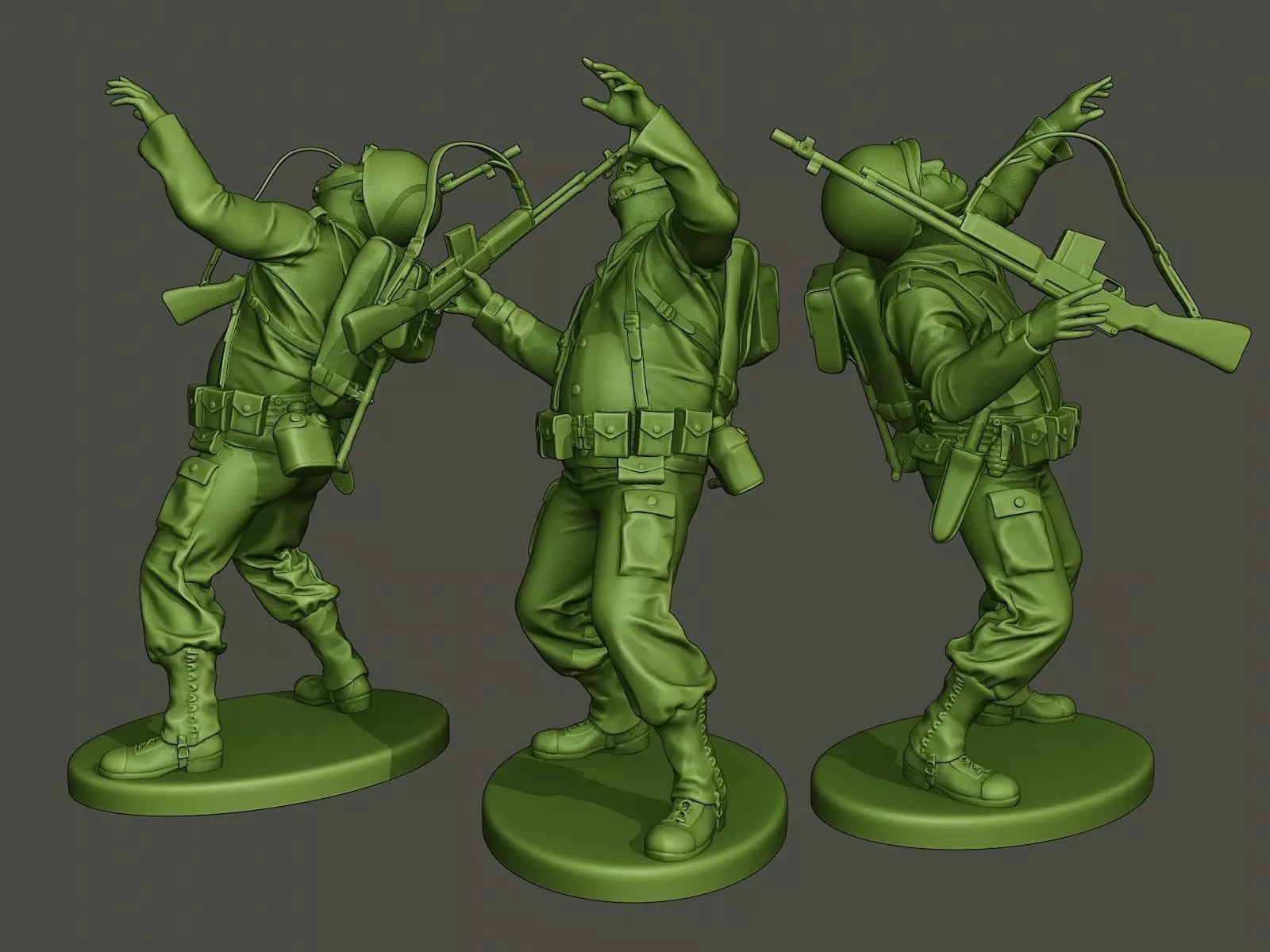 American soldier ww2 shooted A3 3D print model_0