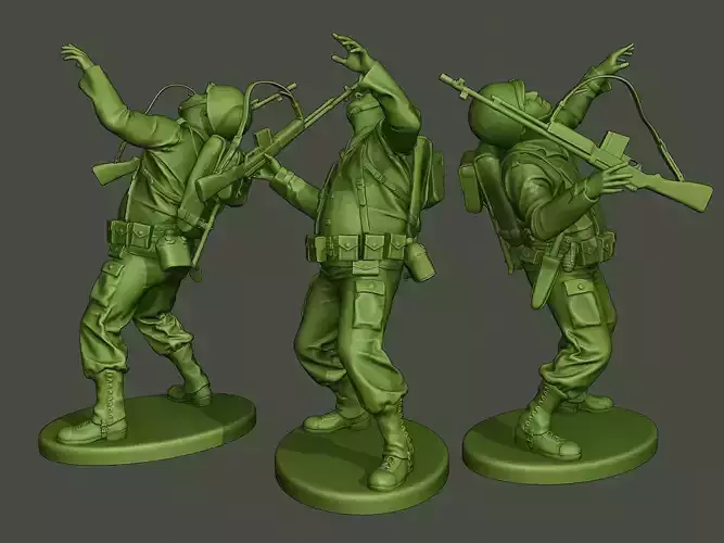 American soldier ww2 shooted A3 3D print model