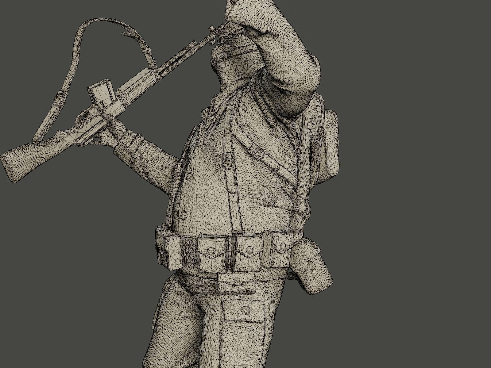 American soldier ww2 shooted A3 3D print model_11