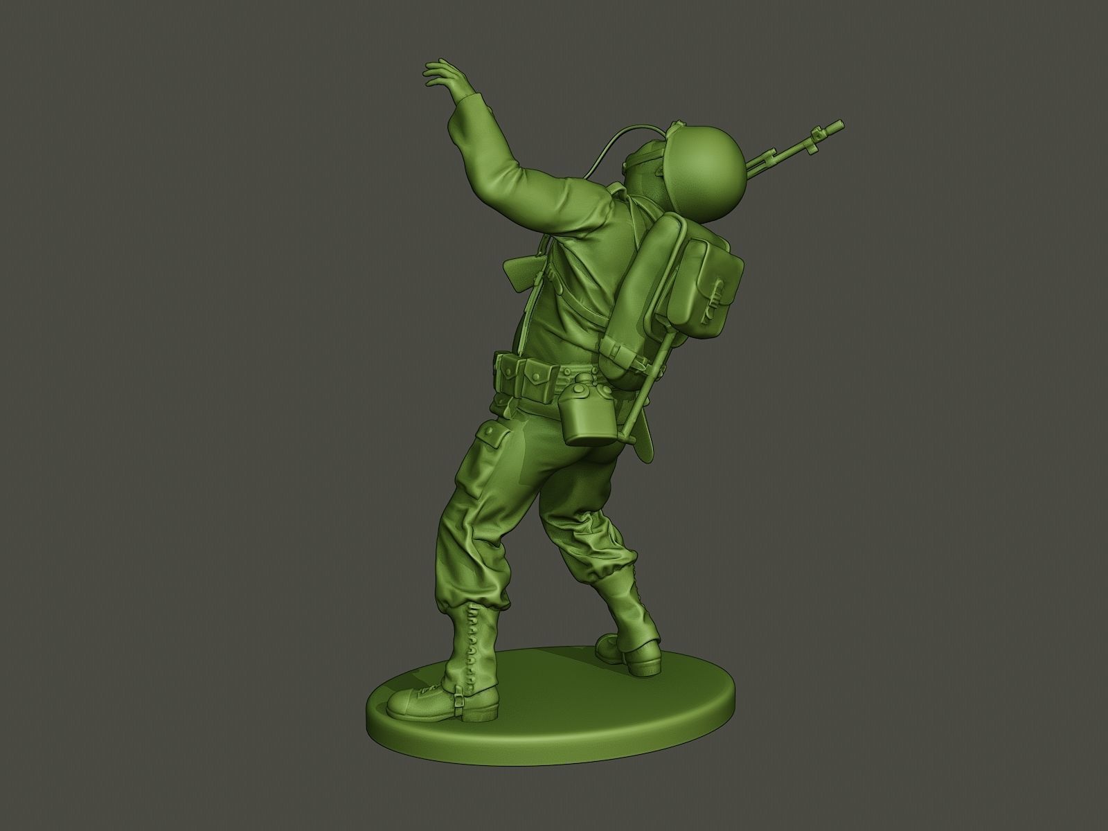 American soldier ww2 shooted A3 3D print model_2