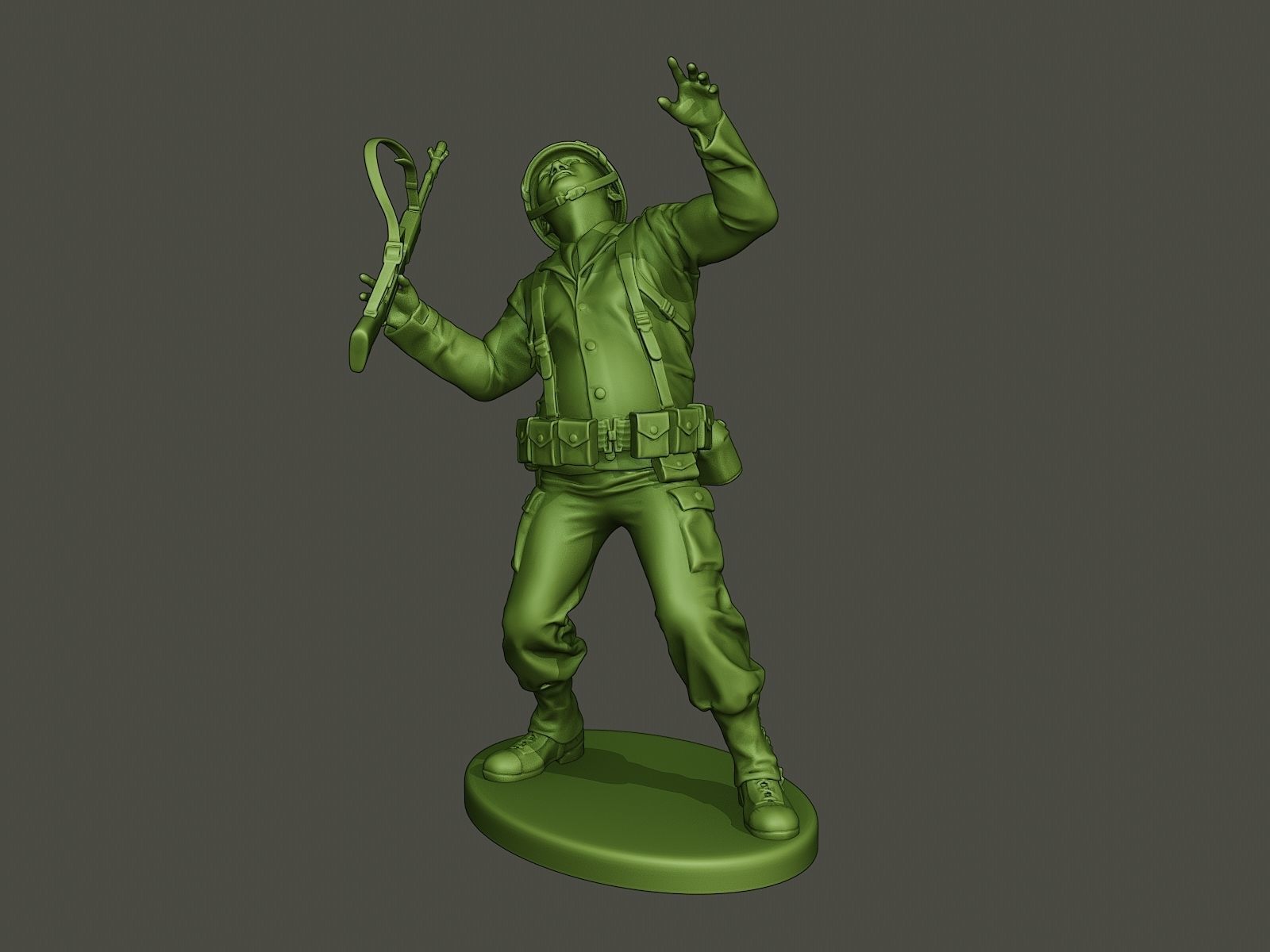 American soldier ww2 shooted A3 3D print model_9