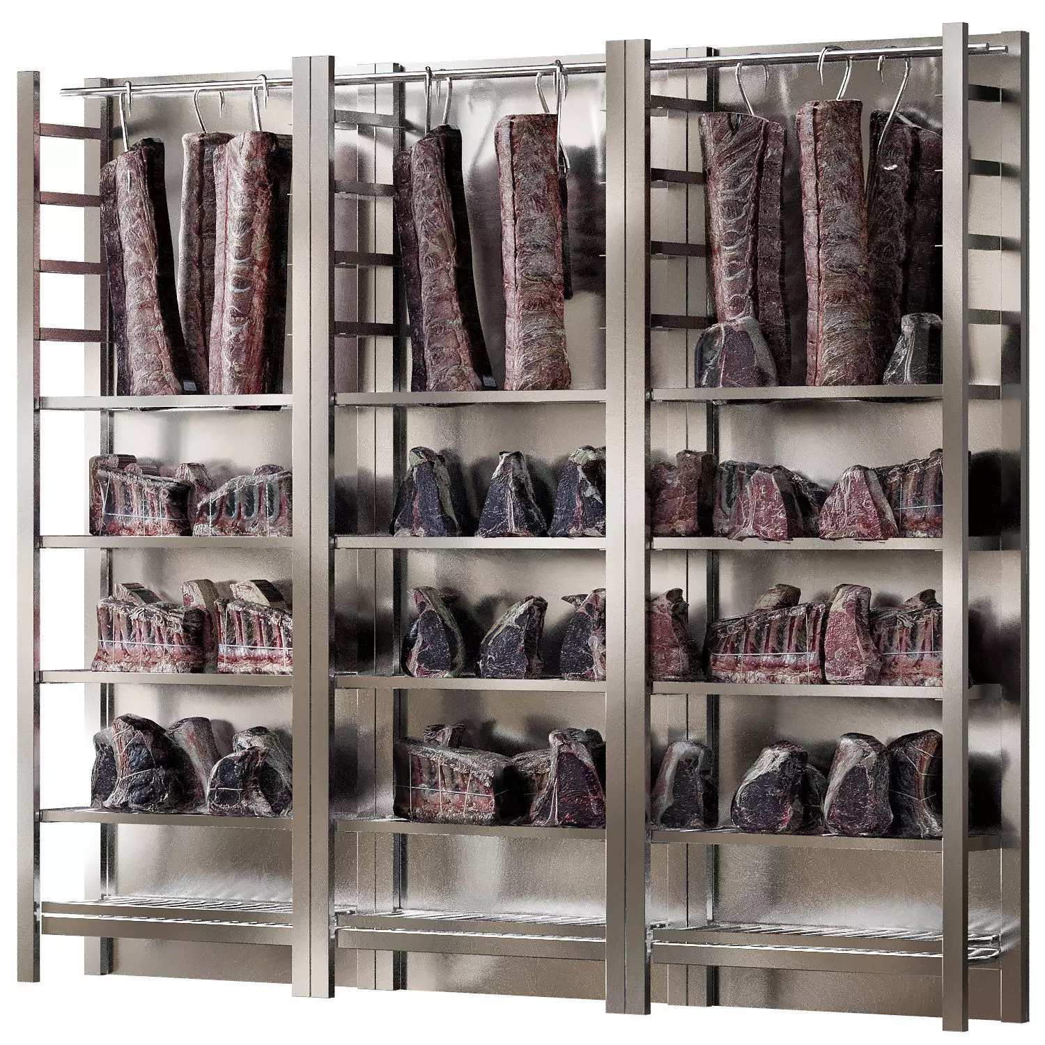 Shelves with meat 3D model_0