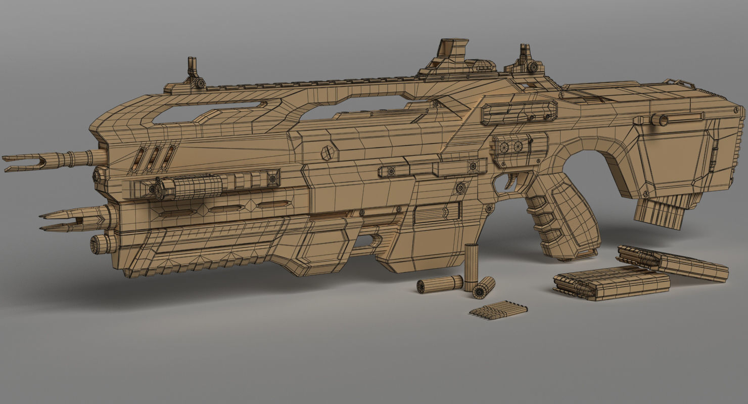 Futuristic Assault Rifle XCAR S14 3D model_13
