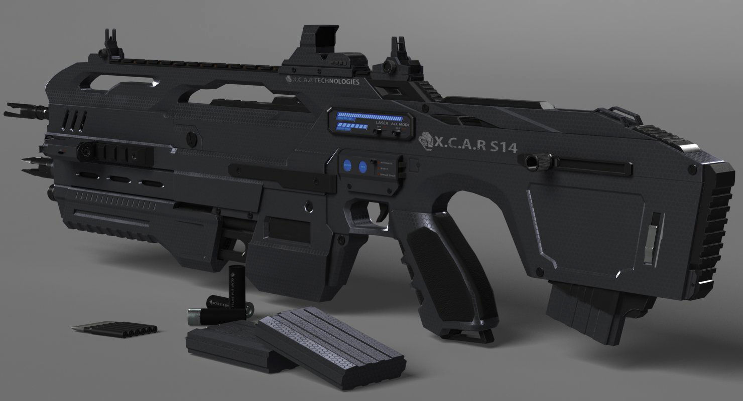 Futuristic Assault Rifle XCAR S14 3D model_5