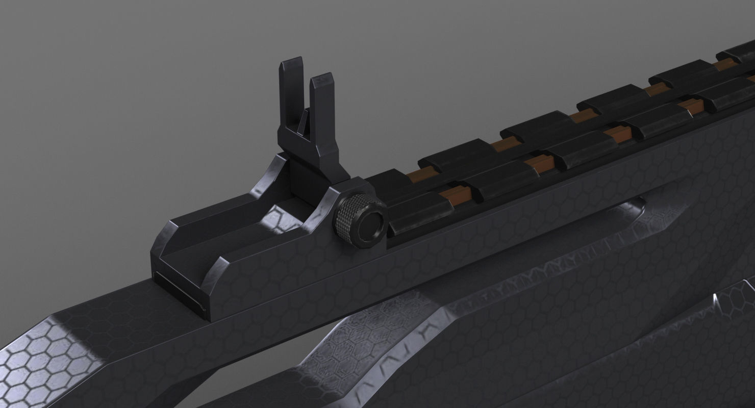 Futuristic Assault Rifle XCAR S14 3D model_4