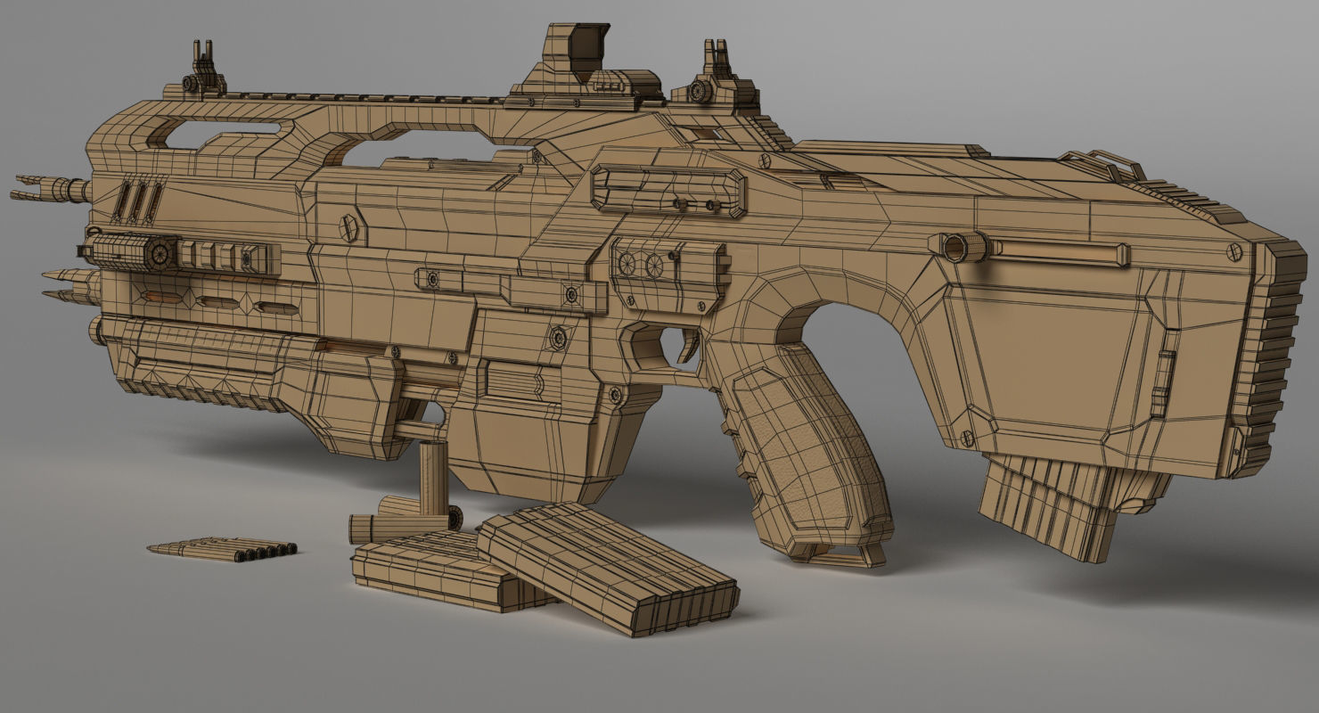 Futuristic Assault Rifle XCAR S14 3D model_14