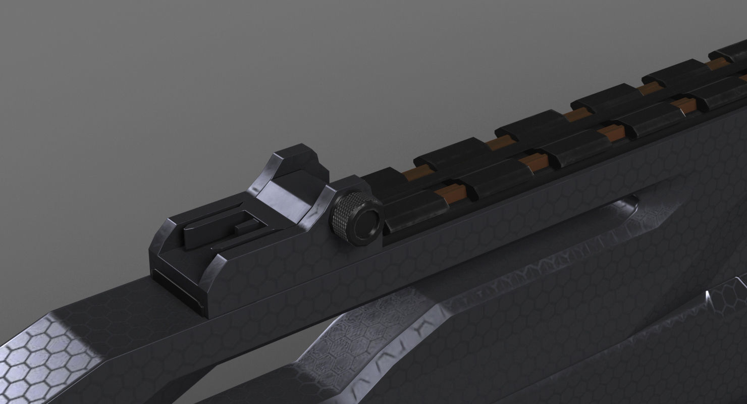 Futuristic Assault Rifle XCAR S14 3D model_6