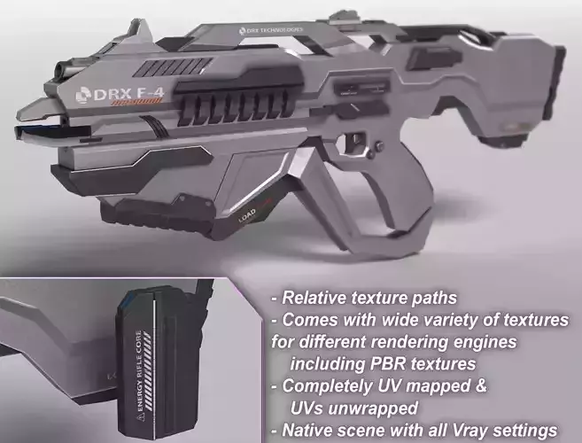 Sci Fi Plasma Rifle DRX F4 Low-poly 3D model