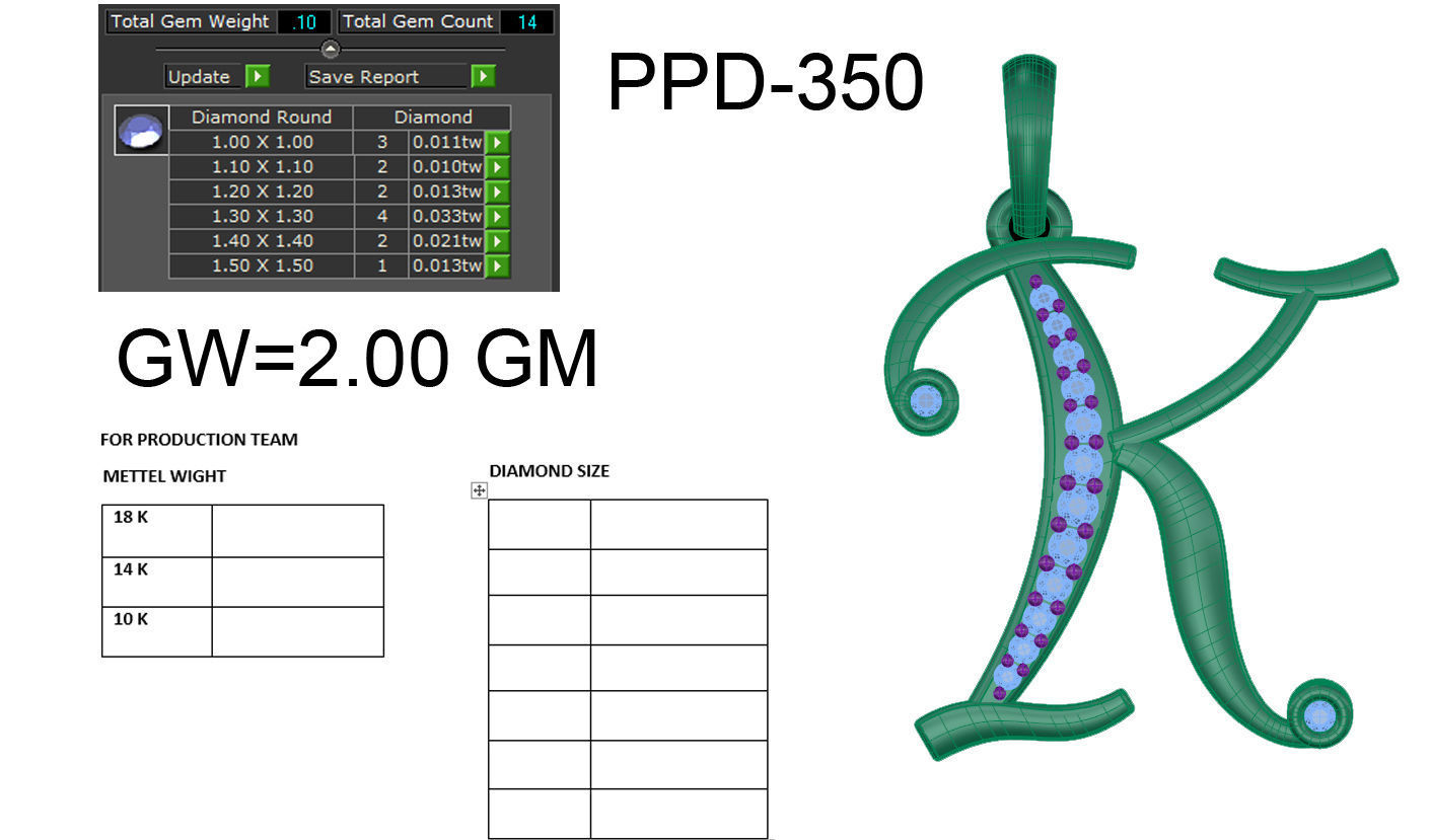 Alphabet-K pendant 3dm render detail 3D print model 3D print model_1