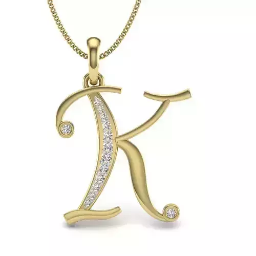 Alphabet-K pendant 3dm render detail 3D print model 3D print model