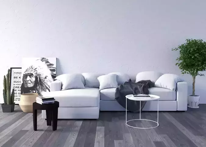 Sofa with pillows 3D model