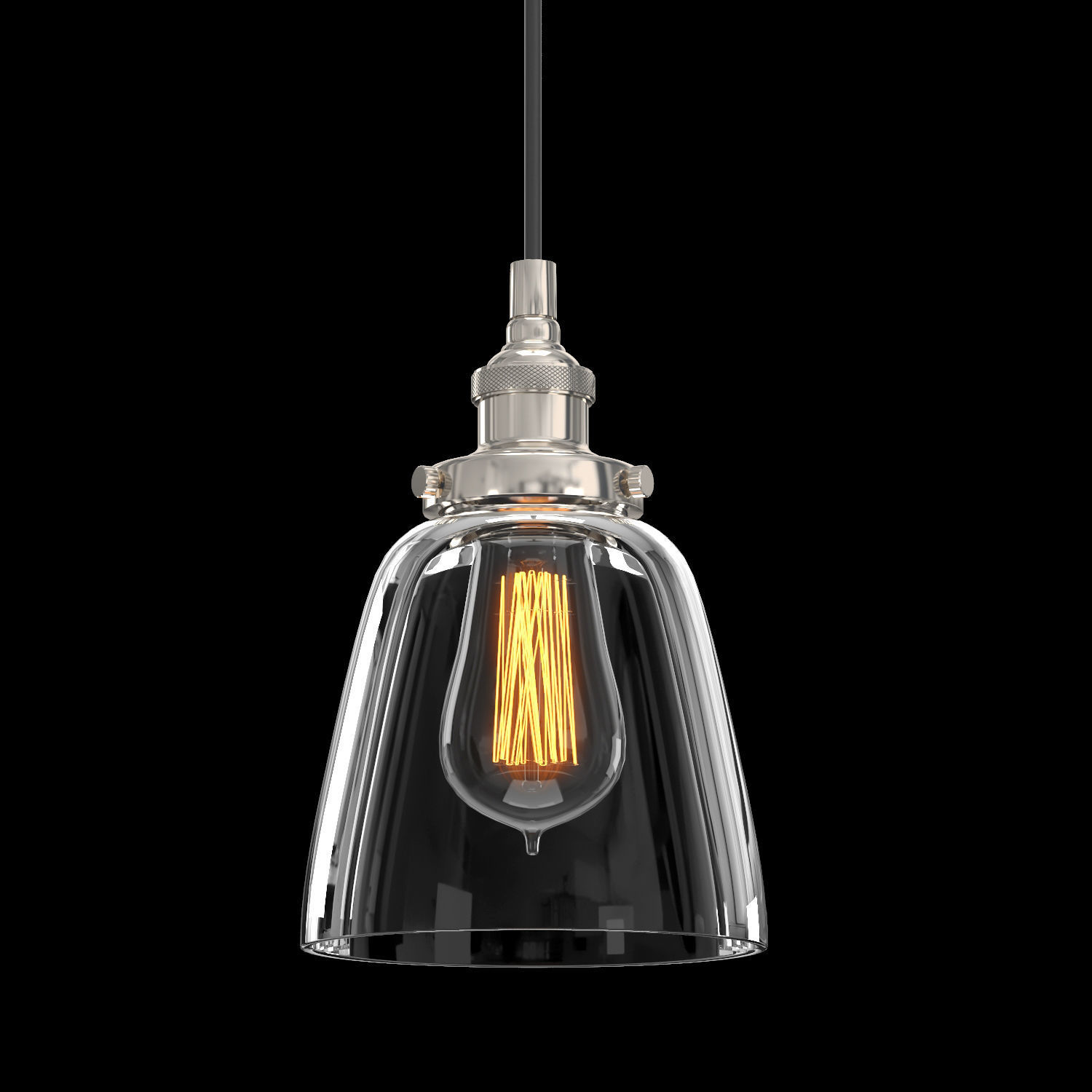 20TH C FACTORY FILAMENT CLEAR GLASS CLOCHE PENDANT 3D model_1