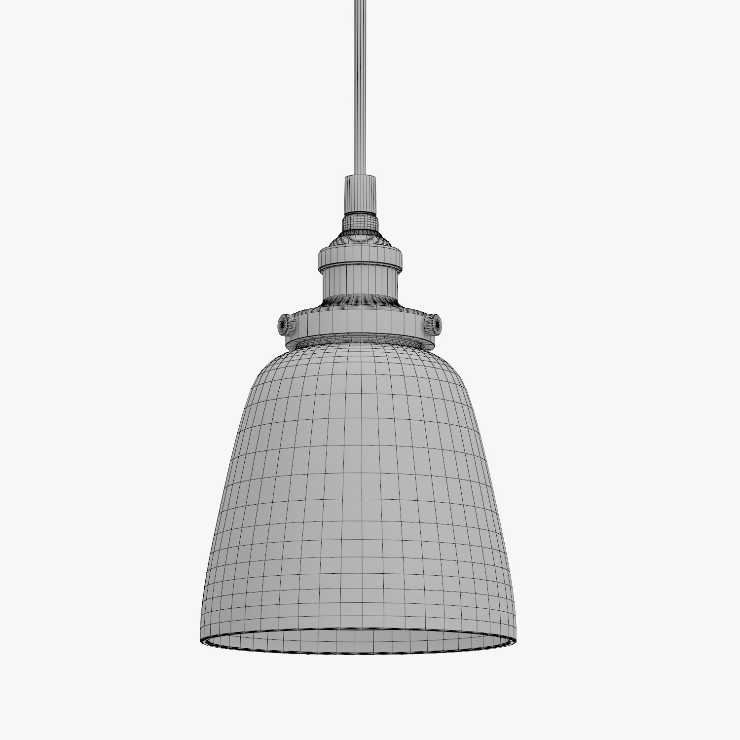 20TH C FACTORY FILAMENT CLEAR GLASS CLOCHE PENDANT 3D model_4