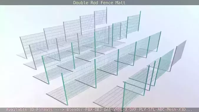 Modular Double Rod Fence Matt - Package Low-poly 3D model