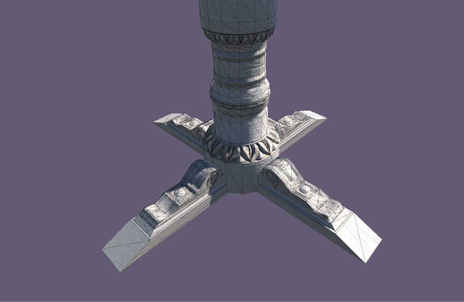 Old medieval round Table Low-poly 3D model_8