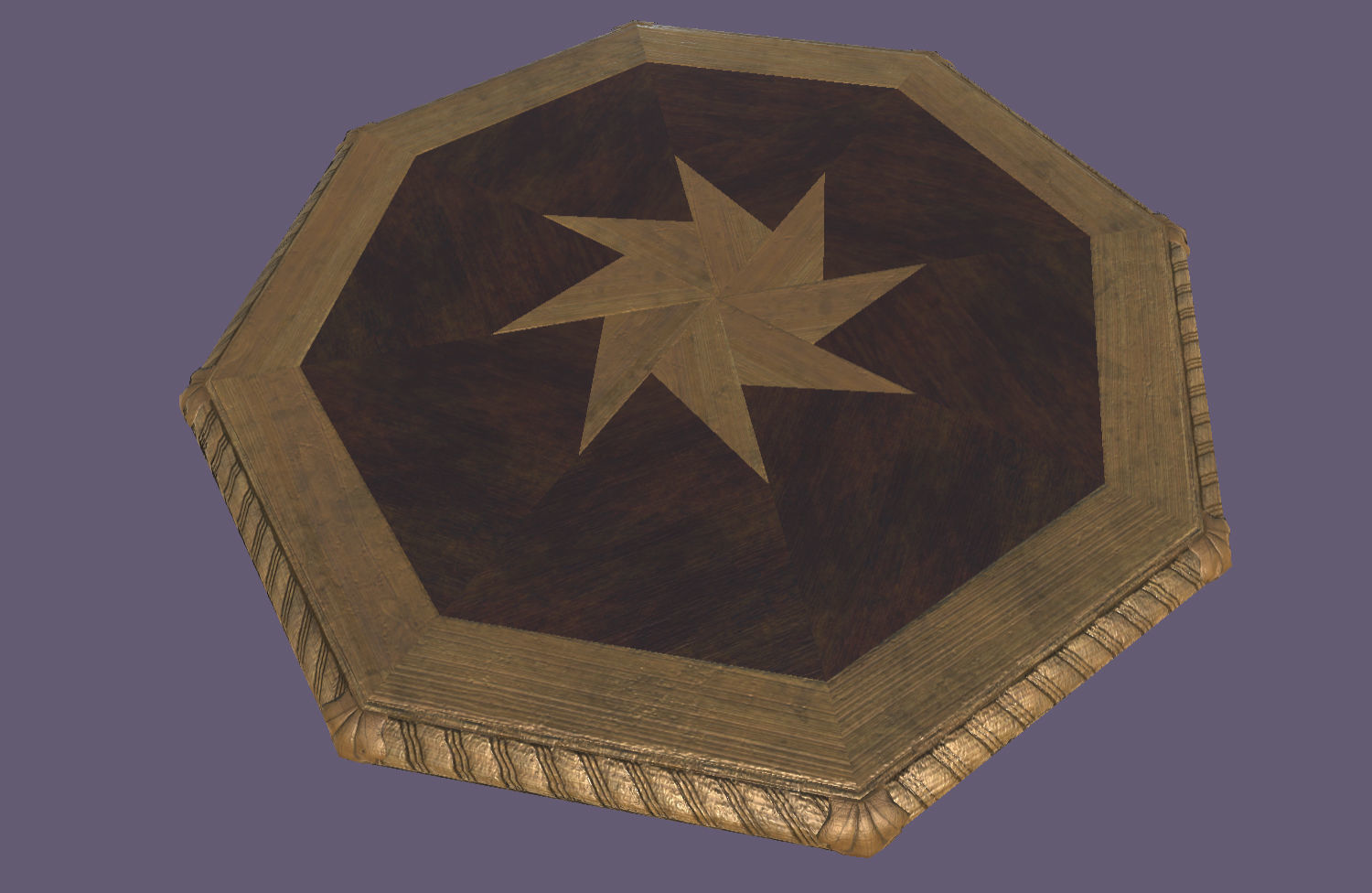 Old medieval round Table Low-poly 3D model_2