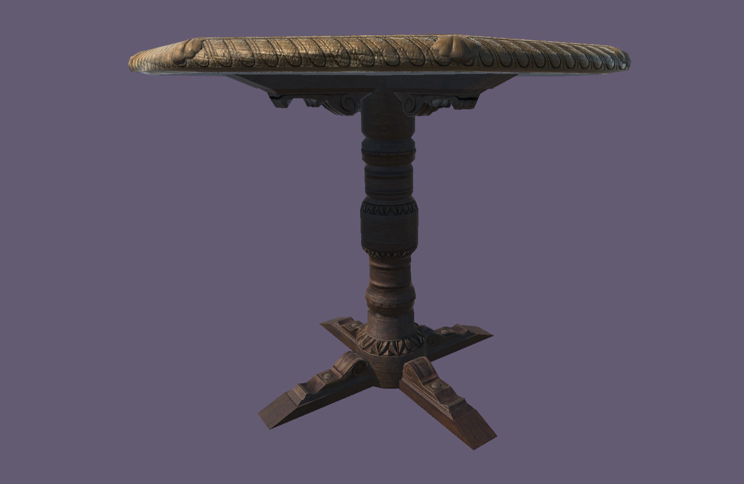 Old medieval round Table Low-poly 3D model_5