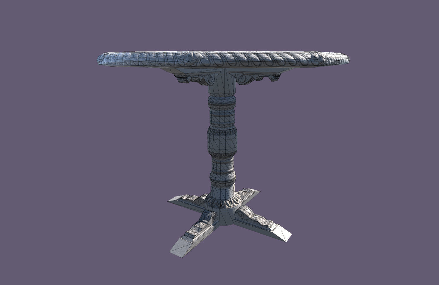 Old medieval round Table Low-poly 3D model_6