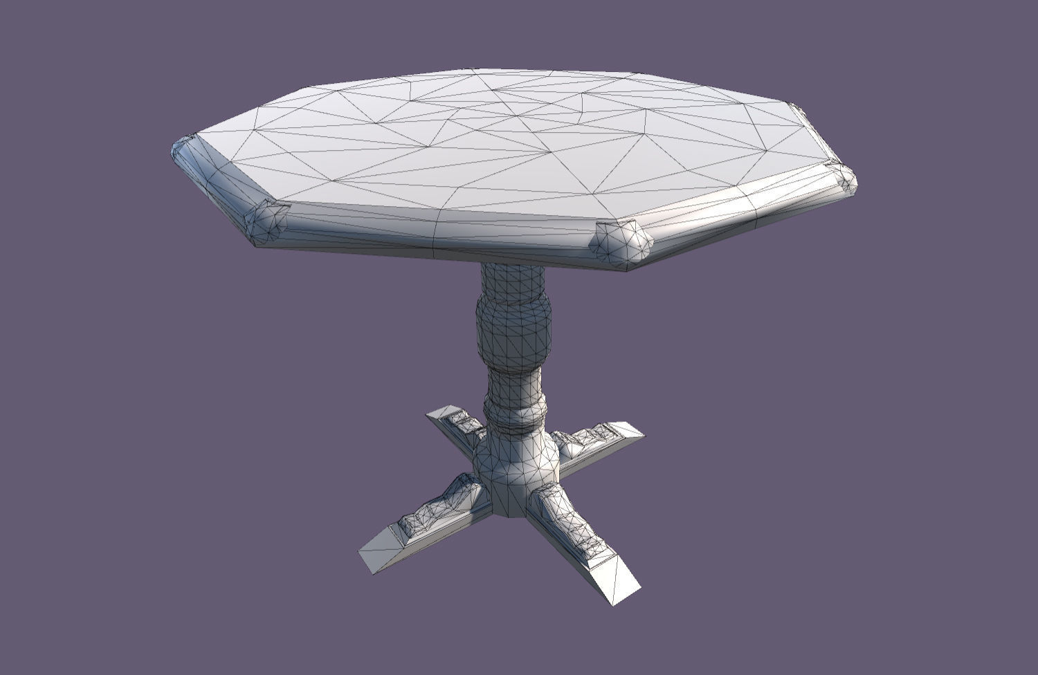Old medieval round Table Low-poly 3D model_1
