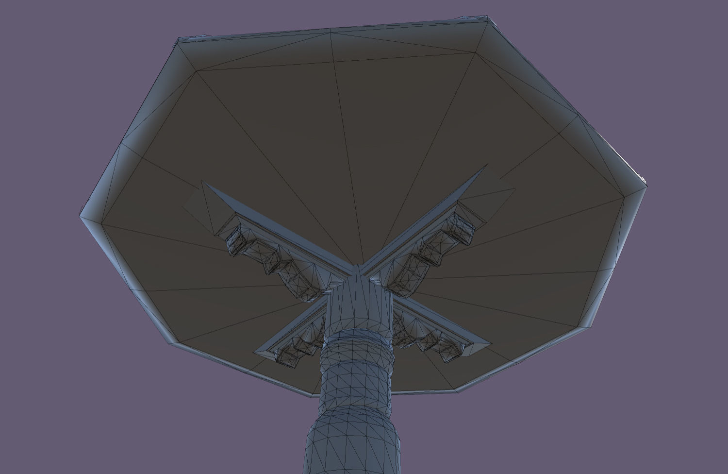 Old medieval round Table Low-poly 3D model_11