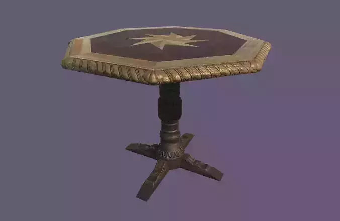 Old medieval round Table Low-poly 3D model