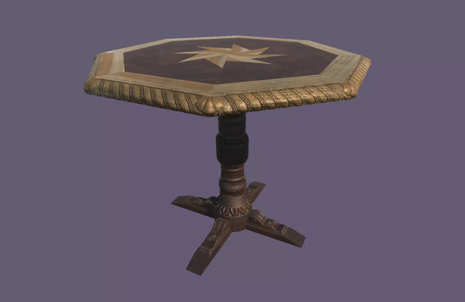 Old medieval round Table Low-poly 3D model_0