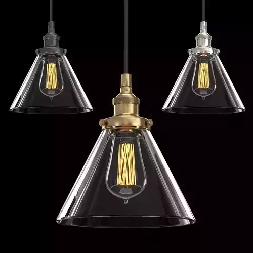 20TH C FACTORY FILAMENT CLEAR GLASS FUNNEL PENDANT