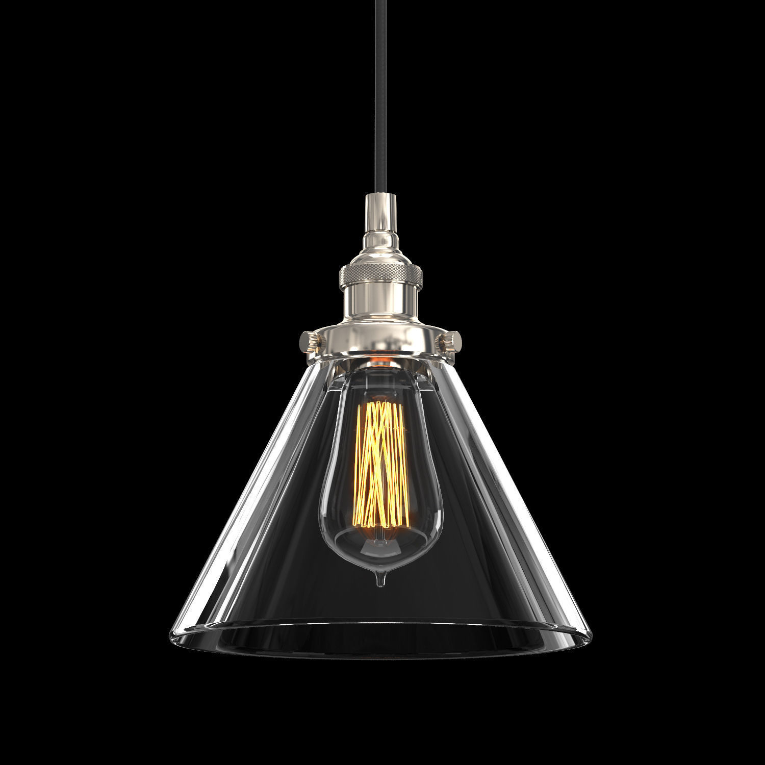 20TH C FACTORY FILAMENT CLEAR GLASS FUNNEL PENDANT 3D model_2