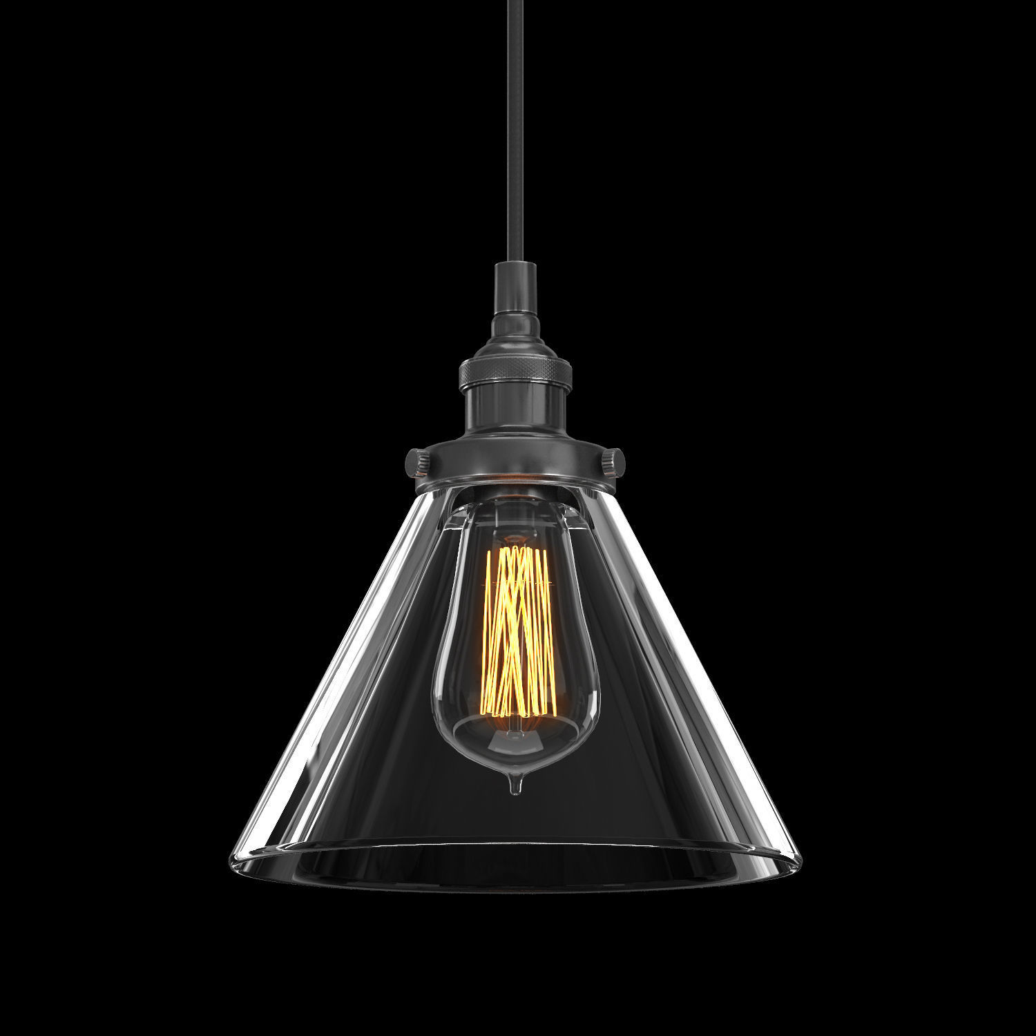 20TH C FACTORY FILAMENT CLEAR GLASS FUNNEL PENDANT 3D model_1