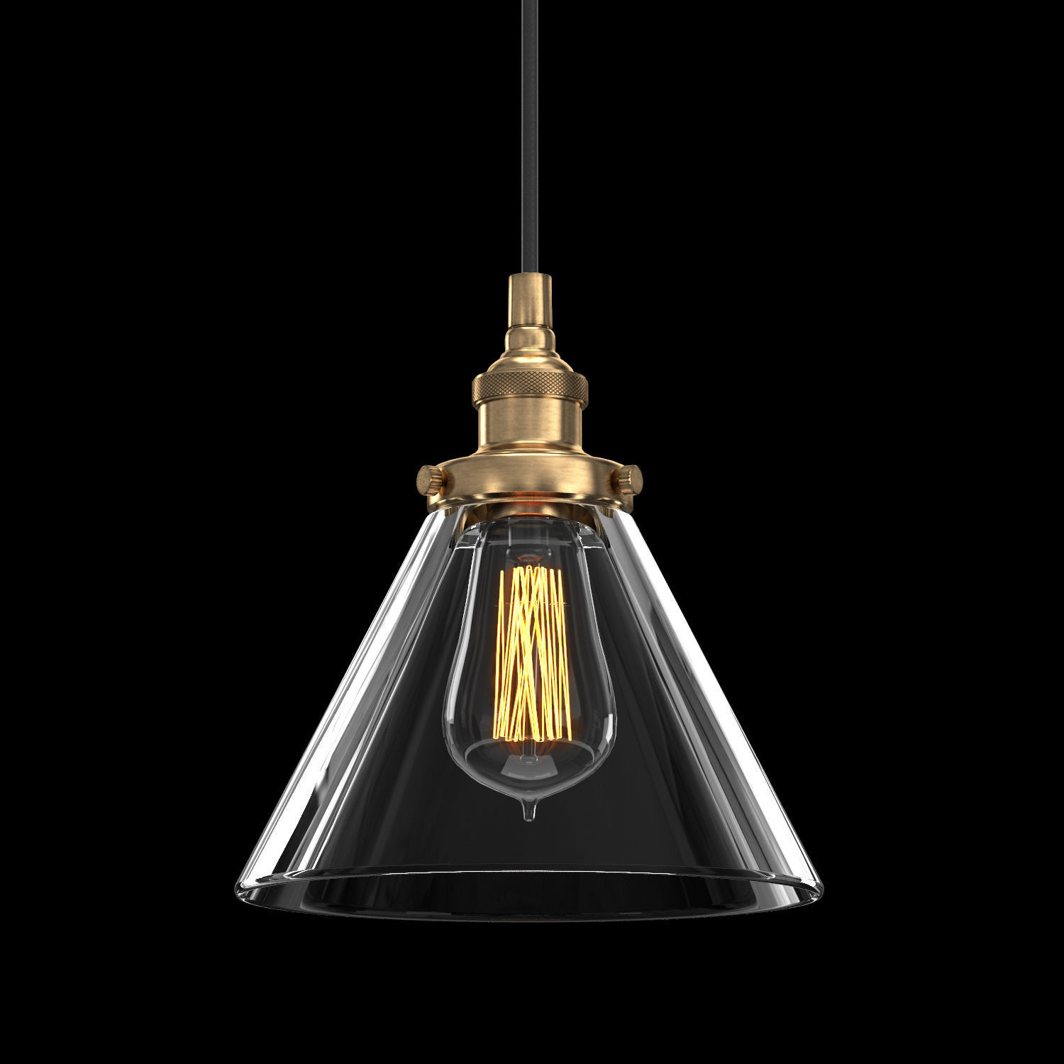 20TH C FACTORY FILAMENT CLEAR GLASS FUNNEL PENDANT 3D model_3