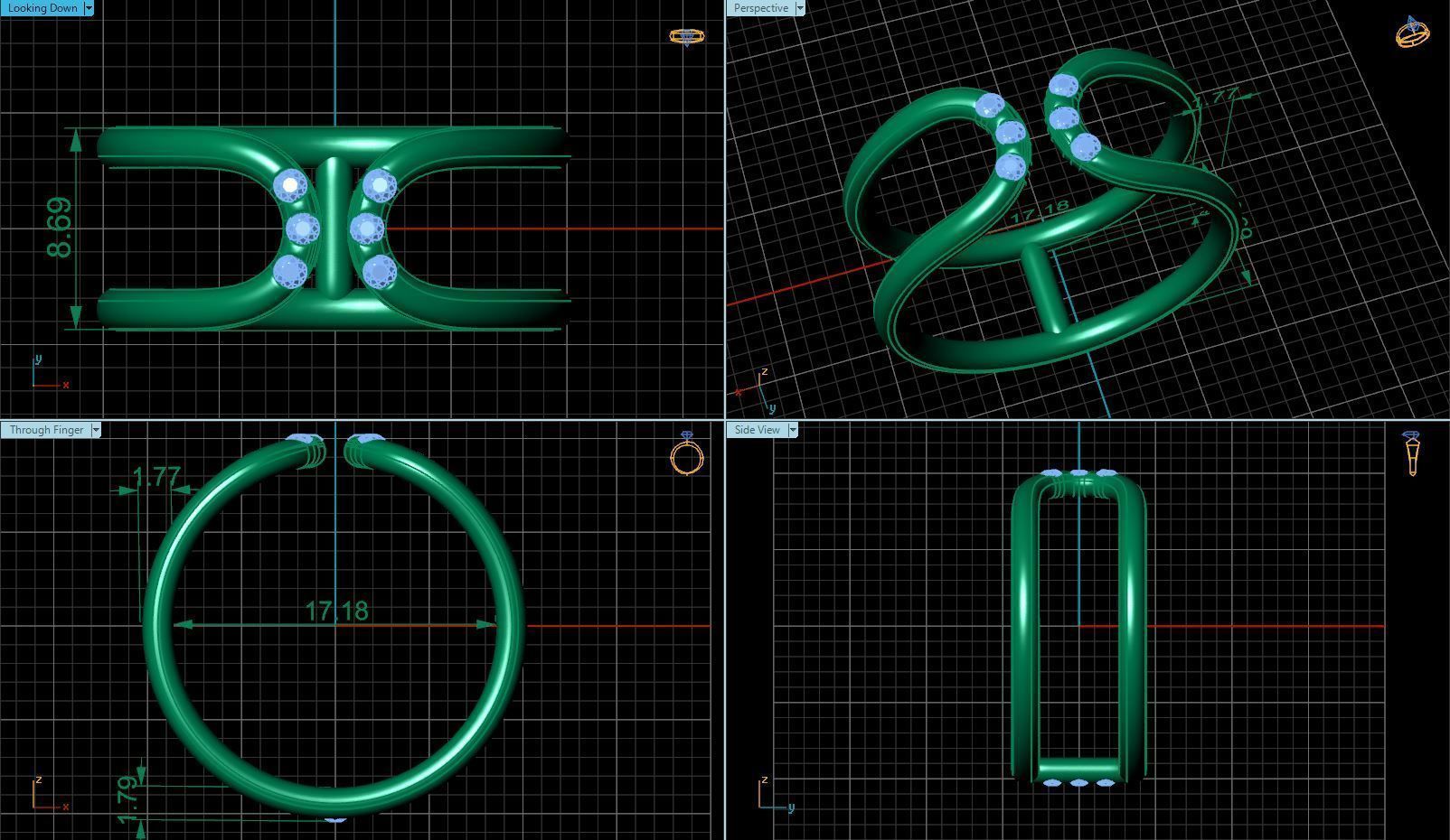 Double Band With Diamonds 3D print model_4