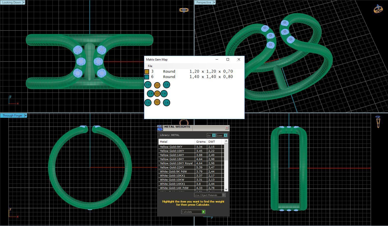 Double Band With Diamonds 3D print model_3
