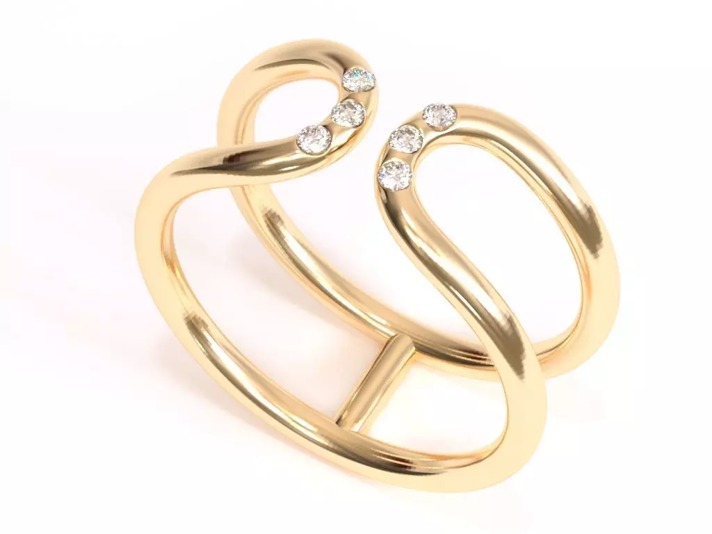 Double Band With Diamonds 3D print model_0