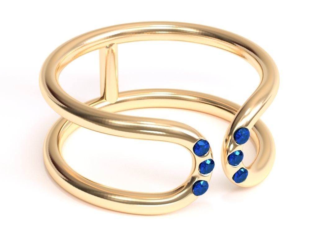 Double Band With Diamonds 3D print model_2