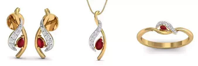Ruby S Style Fashion Earring - Pendant - Ring Set