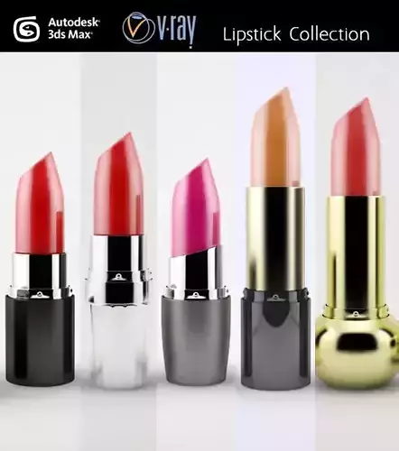 Lipsticks collection different 3D model