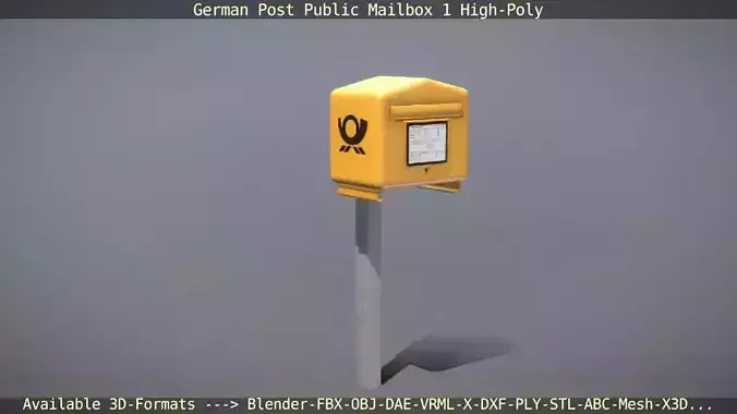 German Post Public Mailbox 1 High-Poly Version  3D model
