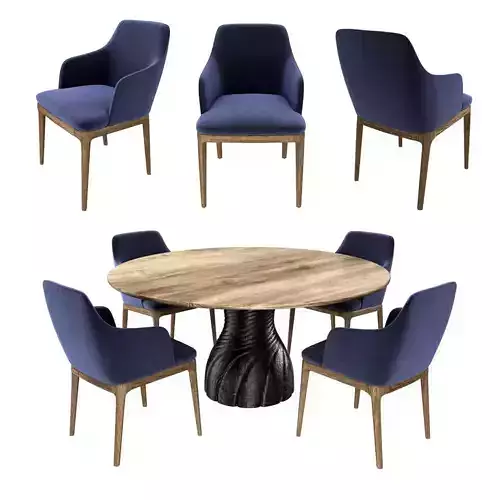 Riva 1920 pandanus table and cloe arm chair 3d model