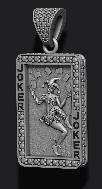 Joker playing card pendant 3D print model_3