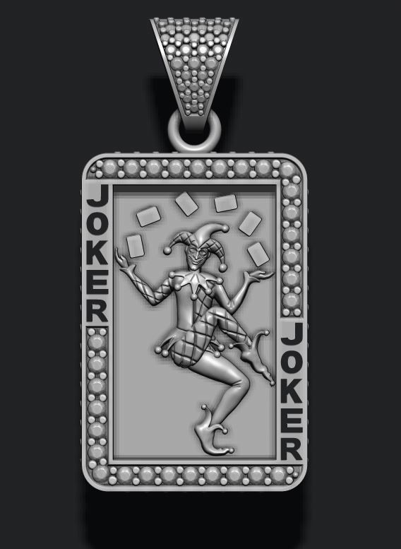 Joker playing card pendant 3D print model_6