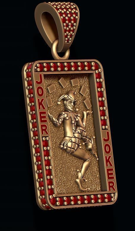 Joker playing card pendant 3D print model_4